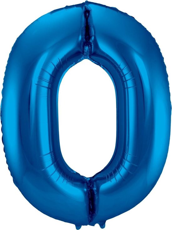 Folat Folie Ballon Cijfer 0 Blauw 86 cm