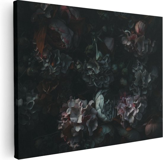 Artaza Canvas Schilderij Bloemen In Het Donker - Duisternis - 40x30 - Klein - Foto Op Canvas - Canvas Print