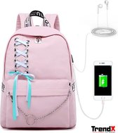 Waterdichte Meisje Schooltas - Laptop Rugzak - Tassen met USB Opladen - Roze