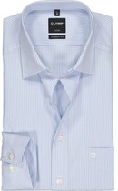 OLYMP Luxor modern fit overhemd - lichtblauw met wit gestreept - Strijkvrij - Boordmaat: 45