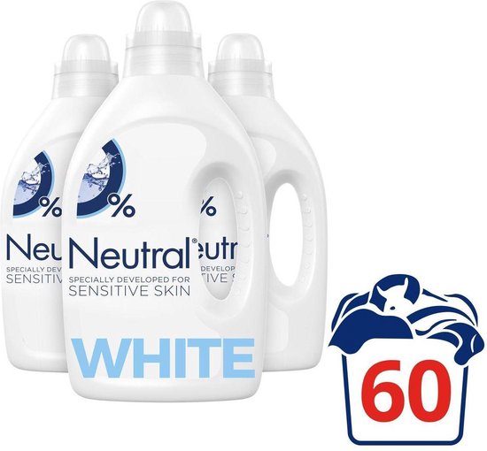 Neutral Wasmiddelpakket: Parfumvrij Wit, Zwart en Kleur - 3 x 20 wasbeurten - Voordeelverpakking