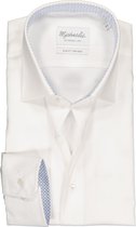 Michaelis Slim Fit overhemd - wit twill (contrast) - Strijkvrij - Boordmaat: 40