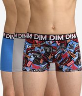DIM Ecodim Mode - Onderbroeken Jongens - Boxershort - 3 Stuks - Maat 10 jaar - Blauw/Grijs/Rood
