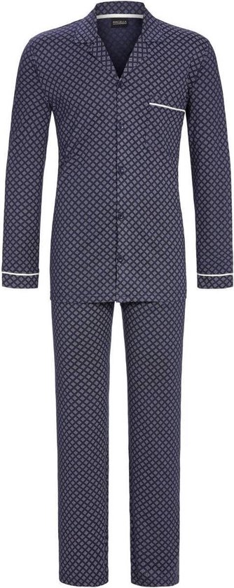 Donkerblauwe heren doorknooppyjama Ringella