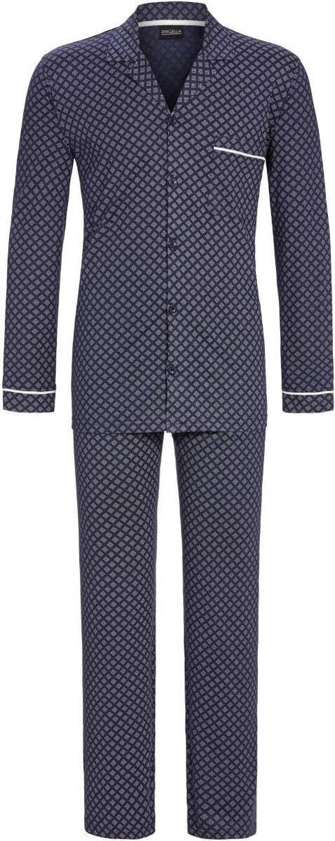 Donkerblauwe heren doorknooppyjama Ringella