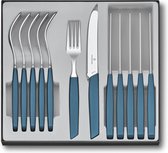 Ensemble de couverts Victorinox Swiss Modern - 12 pièces - Bleu bleuet - 6 personnes - Avec Couteaux de table