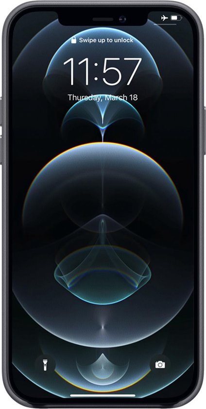 Coque de téléphone grise autour d'un iPhone affichant 11:57.