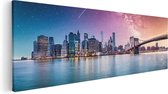 Artaza Canvas Schilderij New York Skyline Met Een Kleurrijke Hemel - 120x40 - Groot - Foto Op Canvas - Canvas Print