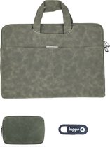 LAPPR® - Venusta V - Laptoptas - Laptophoes - Laptop Sleeve - Vegan Leer - Laptoptas 15 6 inch - Laptoptas 17 inch - Leger Groen + Gratis Webcam Cover & Tasje