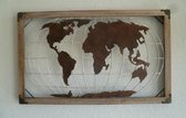 Wanddecoratie Frame Wereldkaart / hout en metaal / vintage  / roestbruin / 3D / 46x75 cm