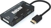 HDMI naar HDMI DVI VGA Audio Adapter Multiport 4-in-1 Adapter converter voor laptop computer Topbox TV (zwart)