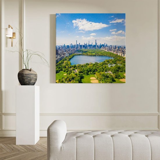 Artaza Canvas Schilderij New York - 90x90 cm - Wanddecoratie Skyline - Muurdecoratie Central Park - Schilderijen Op Canvas