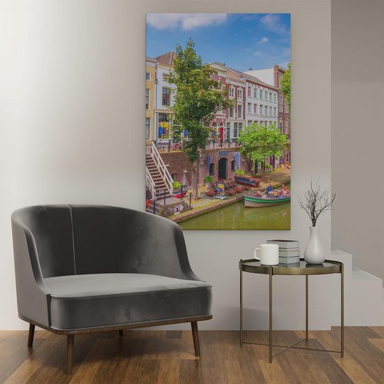 Artaza Peinture Sur Toile Maisons Sur L'Oudegracht À Utrecht - 80x120 - Groot - Photo Sur Toile - Impression Sur Toile