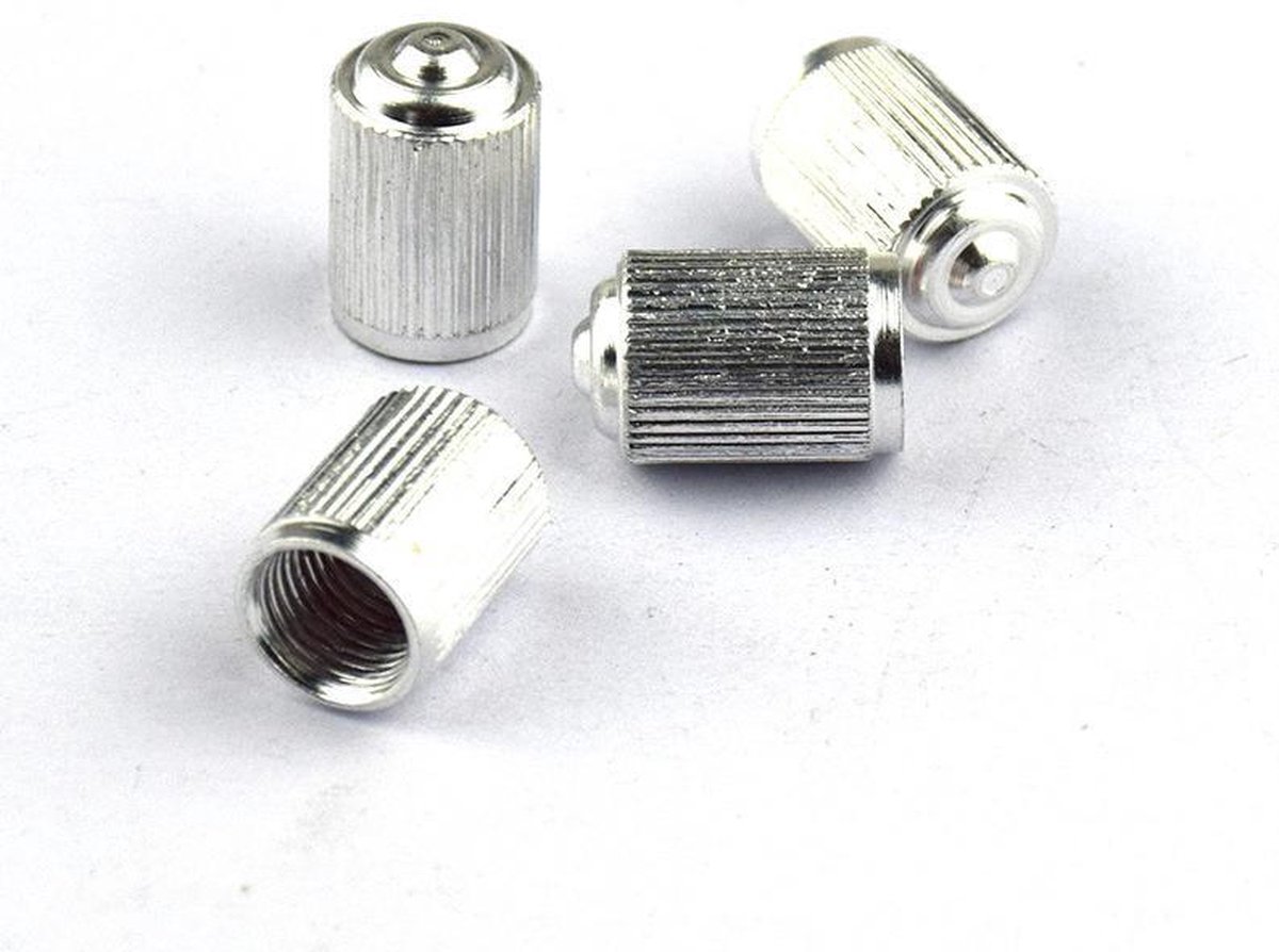 TT-products ventieldoppen Standaard Look aluminium 4 stuks zilver
