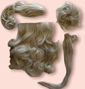 SCHATKIST! 4x clip in hair extensions &2xponytail paardenstaart &hairbun haarstuk