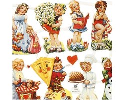Vintage Plaatjes - Nostalgische Kinderen - 16,5x23,5cm - Set van 2 Vellen - Perfect voor Scrapbooking, Kaartenmaken en Retro Creatieve Kunstprojecten