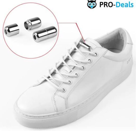PRO-Deals 2 x Lock gesp - Ideaal voor Schoenveters - Nooit meer strikken - No Tie - Zilvergrijs / Metallic