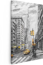 Artaza Canvas Schilderij Geschilderde New York Tekening - Zwart Wit - 60x90 - Foto Op Canvas - Canvas Print