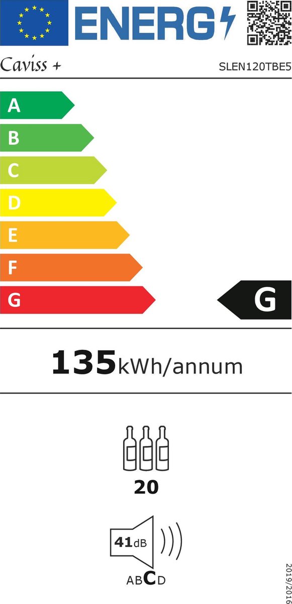 Caviss SLEN120TBE5 - Wijnkoelkast - 20 Flessen - 1 - afbeelding 2