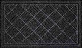 1x Coryl Deurmat Ottawa | Zwart | 75x45cm| Antislip Binnenmat - Overdekte Buitenmat - Schoonloopmat - 100% polyester met rubber antislip backing