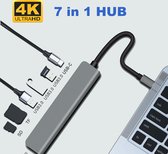 LuxeLeague 7 IN 1 USB HUB - USB C HUB - USB C HUB. - USB C ADAPTER - MacBook Dock - Multifunctionele Adapter - 3X USB - 4K HDMI OUTPUT - USB C - SD/TF Kaartlezer - 47g - Donker Gri