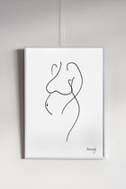 Amstractly - Zwangere Vrouw Poster | Muurdecoratie Poster | Stevige Linnen Persing | 30x40cm