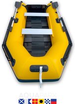 AQUAPARX professionele rubberboot 280PRO MKIII Geel – opblaasboot voor 4 personen met 350kg draagvermogen – veilig, stabiel en snel vaarklaar – geschikt voor iedere weersomstandigh