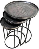 KRAM. | Bijzettafel set van 3 rond pewter