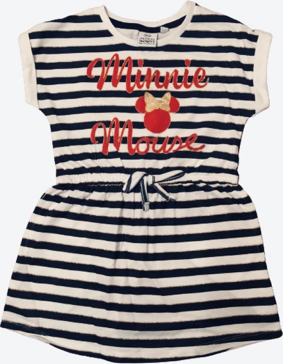 Disney Minnie Mouse jurk/tuniek - donkerblauw gestreept - maat 110/116 (6 jaar)