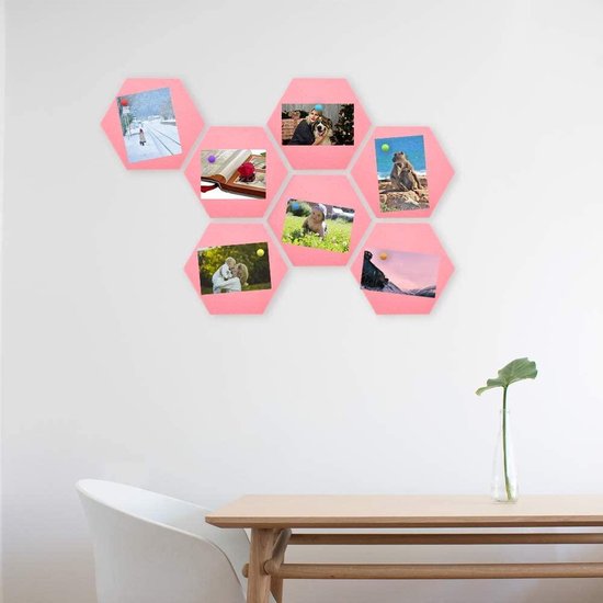 Prikbord 6 Tegels | Memobord | Wandbord | Magneetbord | Tekstbord | Prikborden | Wanddecoratie | Zelfklevend | Roze Hexagon - Live Deals