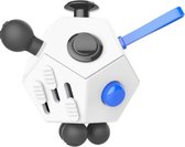 Fidget Cube Toy Speelgoed - Kubus 12 speelkanten - Wit zwart blauw