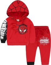 Trainingspak- Outfit - Zwart/Rood - Maat 130