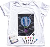 Chalkboard Apparel Krijtbord T-shirt voor Kinderen - met Krijtjes - Wit - Maat 140