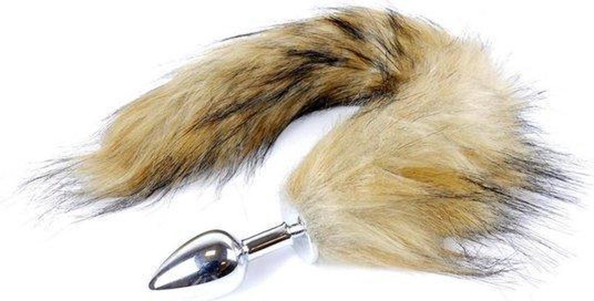 Goedkoopste Butt Plug - Donzige Lange plug - Bruin - XL