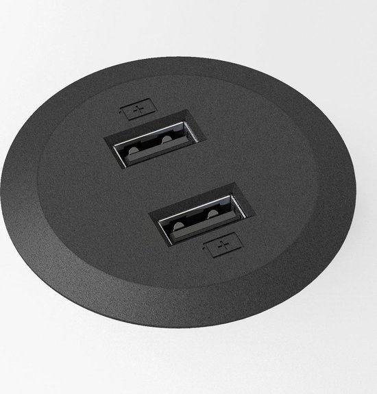 Powerdot mini 51mm dubbele inbouw USB lader, zwart | bol.com