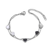 Armband Dames- Vrouw- Hart- Dubbellaags- Zilver- LiLaLove