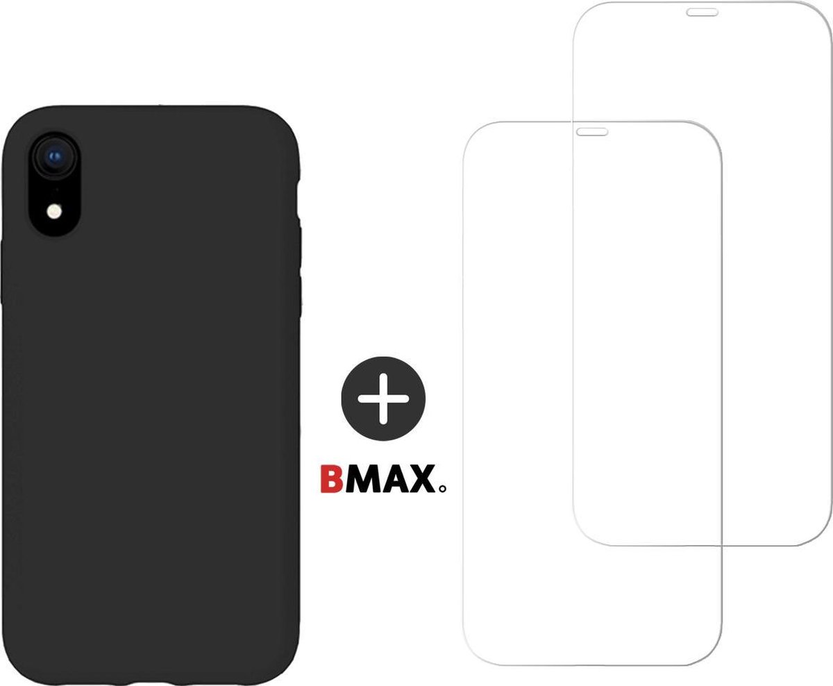 BMAX Telefoonhoesje geschikt voor iPhone XS Max - Siliconen hardcase hoesje zwart - Met 2 screenprotectors