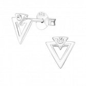 Oorbellen dames | Oorstekers | Zilveren oorstekers, twee driehoeken met kristal