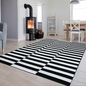 Tapiso Luxury Vloerkleed Zwart Wit Woonkamer Modern Tapijten Maat- 140x200