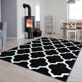 Tapiso Luxury Vloerkleed Zwart Wit Woonkamer Slaapkamer Tapijt Maat- 140x200