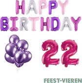 22 jaar Verjaardag Versiering Ballon Pakket Pastel & Roze