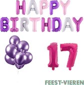 17 jaar Verjaardag Versiering Ballon Pakket Pastel & Roze