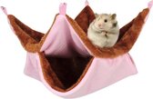 Knaagdieren Hangmat Fleece [MEDIUM, 20-20cm, ROZE/BRUIN, Hamsters, Muizen, Gerbils]