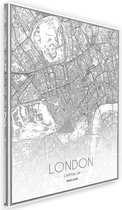 Schilderij Map van Londen, 2 maten, zwart-wit, Premium print