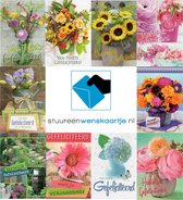 Verjaardag wenskaarten bloem 10 stuks assortiment - Felicitatie kaarten - Gefeliciteerd kaarten