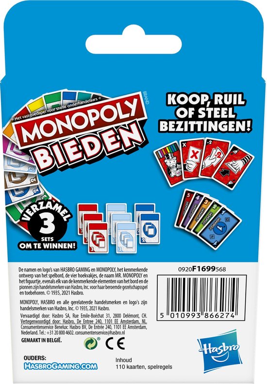 Thumbnail van een extra afbeelding van het spel Monopoly Bieden - Kaartspel