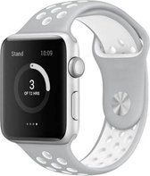 Sportbandje - Siliconen Bandje - Grijs/Wit - Geschikt voor Apple Watch - 38/40 mm - M/L