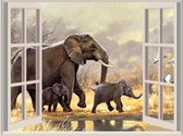 Diamond Painting Olifant met Ramen - 60x45 cm -  Hobbypakket - Volledig te beplakken - Ronde steentjes