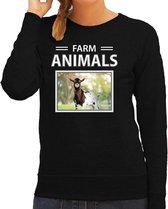 Dieren foto sweater Geit - zwart - dames - farm animals - cadeau trui Geiten liefhebber M