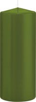 8x Olijfgroene cilinderkaarsen/stompkaarsen 8 x 20 cm 119 branduren - Geurloze kaarsen olijf groen - Stompkaarsen